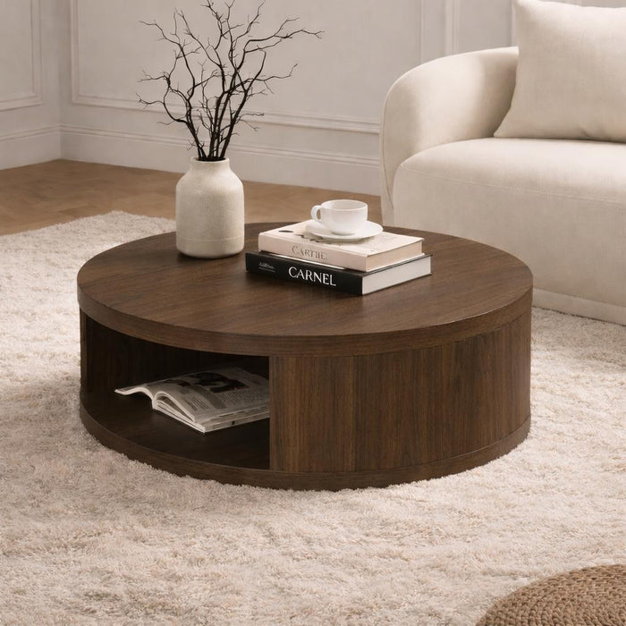 Alure Contemporary 36\" Round Coffee Table in Walnut
