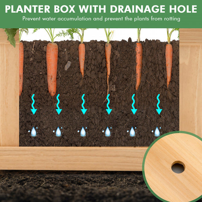 Costway Outdoor Wooden Planter Box Folding Raised Garden Plant Container W/drainage Hole