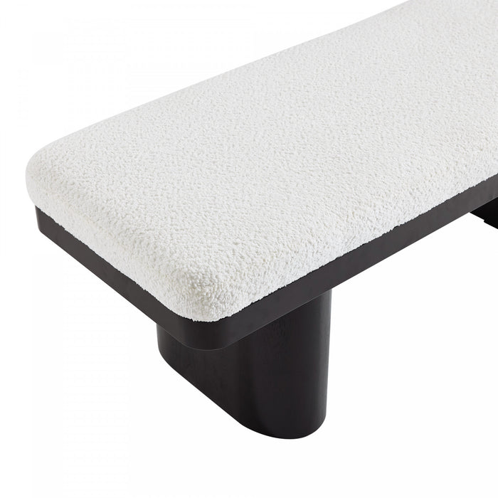 Olivia 47.5\" Wood Bed Bench Ottoman with Teddy Velvet Upholstery and Wooden Legs,Black