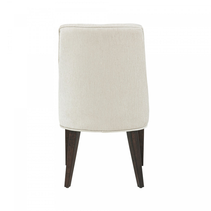 Beever Modern Wood Chenille Dining Chair in Cream - Set of 2