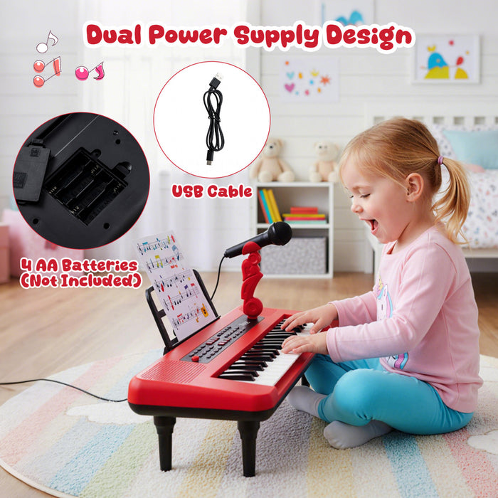 Costway 37 Keys Kids Piano Keyboard Portable Musical Toy with Microphone & Music Stand Red