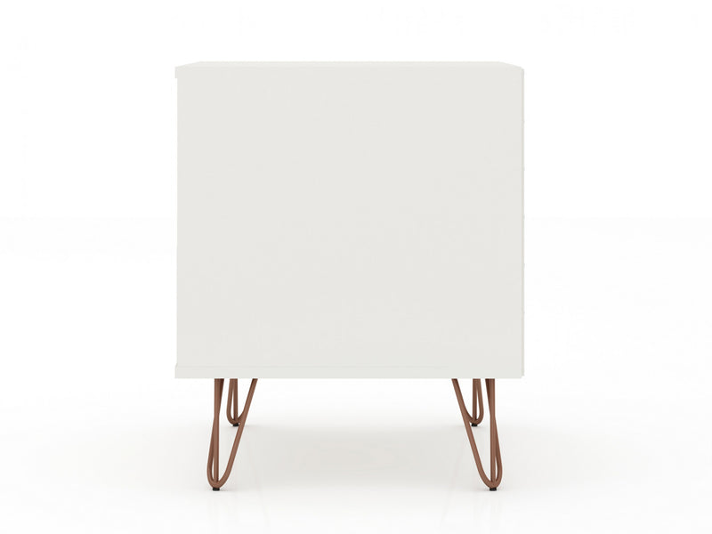 Rockefeller Mid-Century Modern 20\" Nightstand in White (1-Drawer) - Set of 2