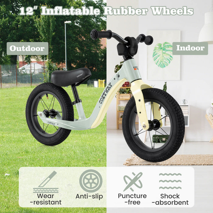 Costway 12 Inch Magnesium Toddler Balance Bike No Pedal Training Toddler Balance Bike Green