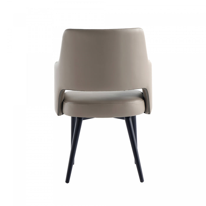 Tremont Modern Vegan Leather Metal Armchair in Taupe - Set of 2