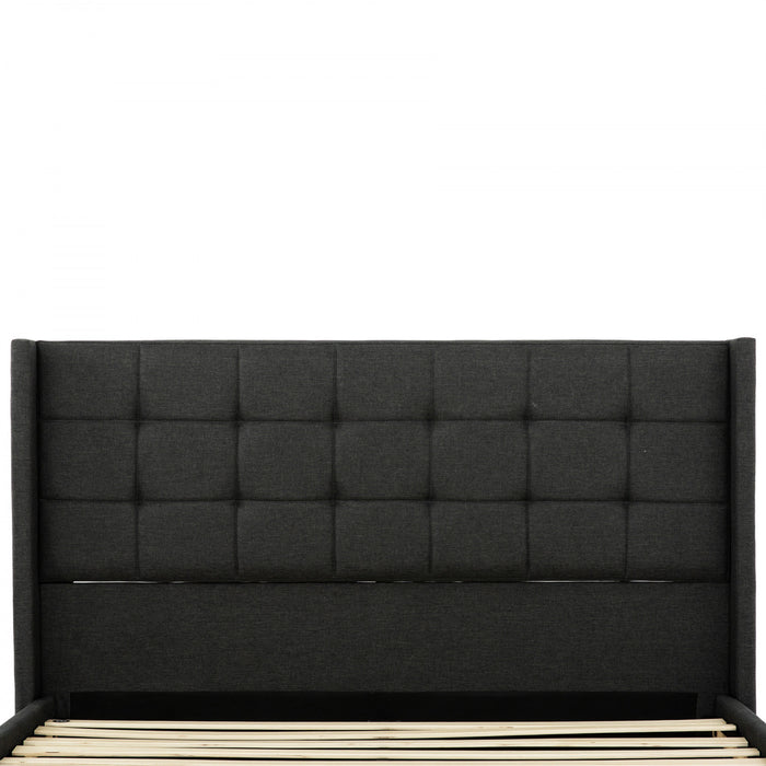 Wilder Grey Upholstered Wingback Platform Bed - Twin