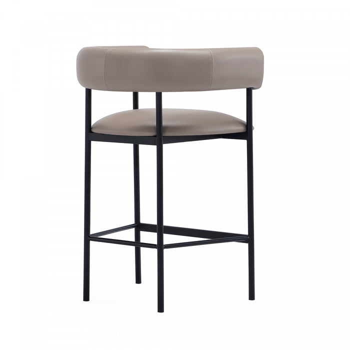 Onda Contemporary Vegan Leather Metal Counter Stool in Taupe