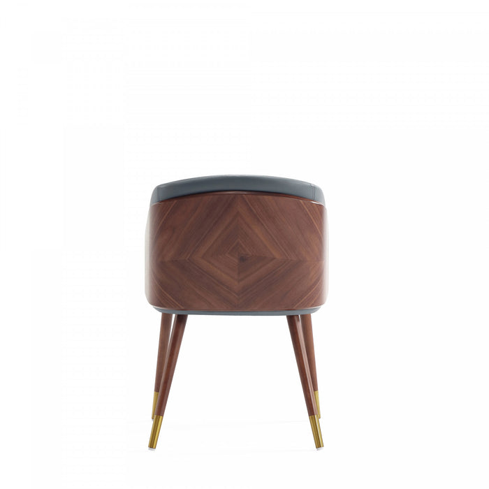 Reeva Modern Wood Vegan Leather Dining Chair in Gray - Set of 2