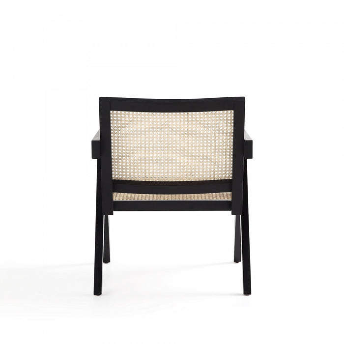Hamlet Industry Chic Cane Back Wood Accent Armchair in Black and Natural - Set of 2