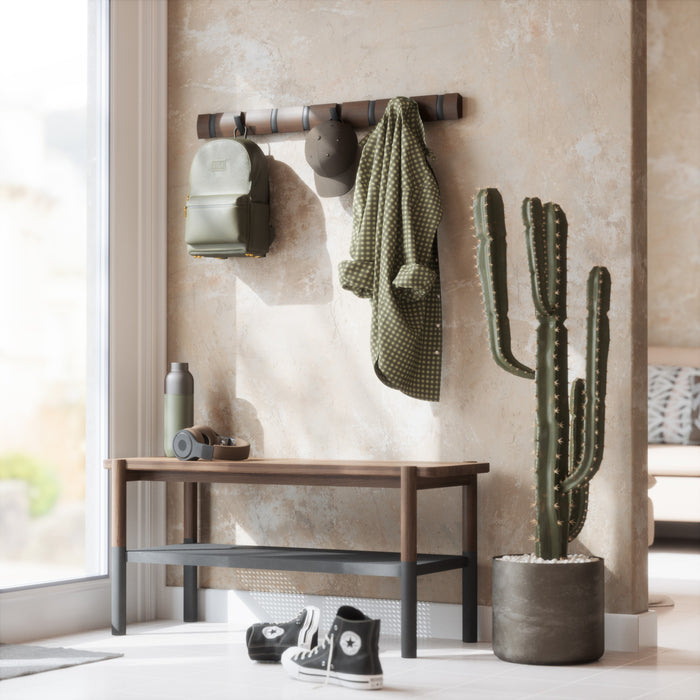 Umbra Flip Wall-Mounted Hooks - Black and Walnut