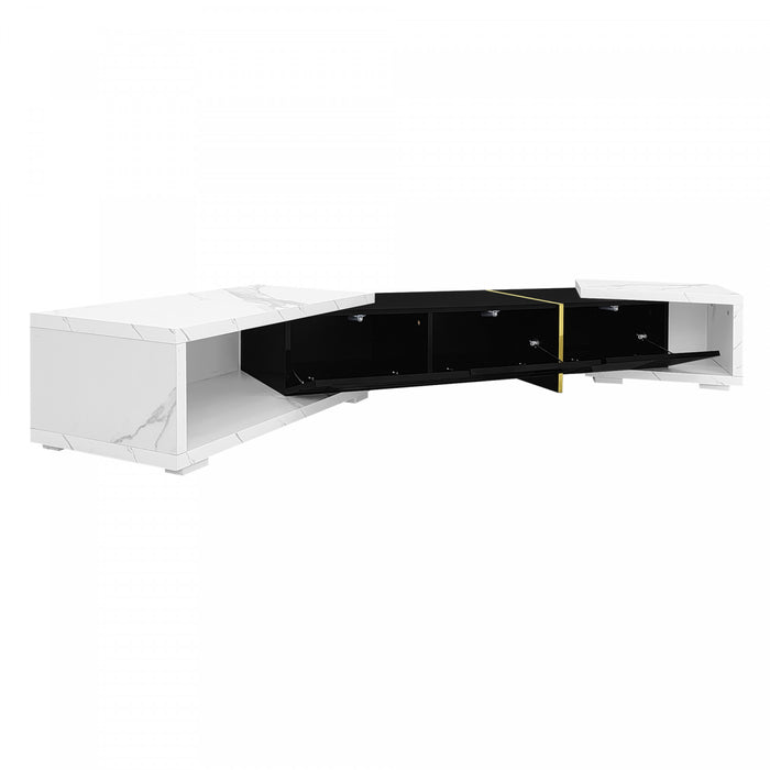 Liam 55.1\"–102\" Modern TV Cabinet with Adjustable Length and Rotating Function,White Tv Stand