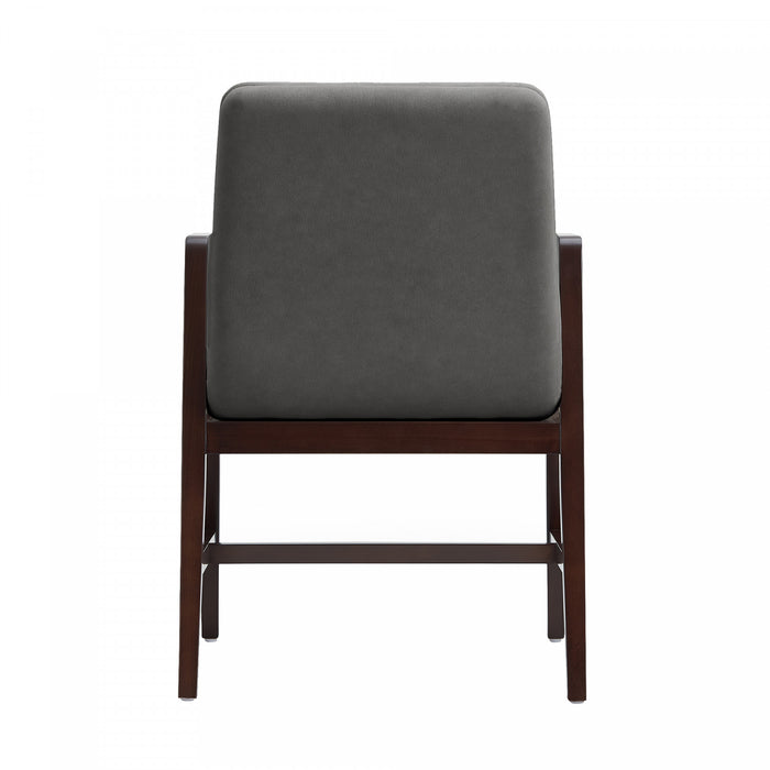 Stella Modern Velvet Wood Armchair in Graphite - Set of 2
