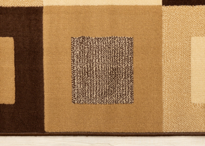 Florence Brown Beige Layered Squares Rug, 5'3\" x 7'5\" Indoor Area Rug