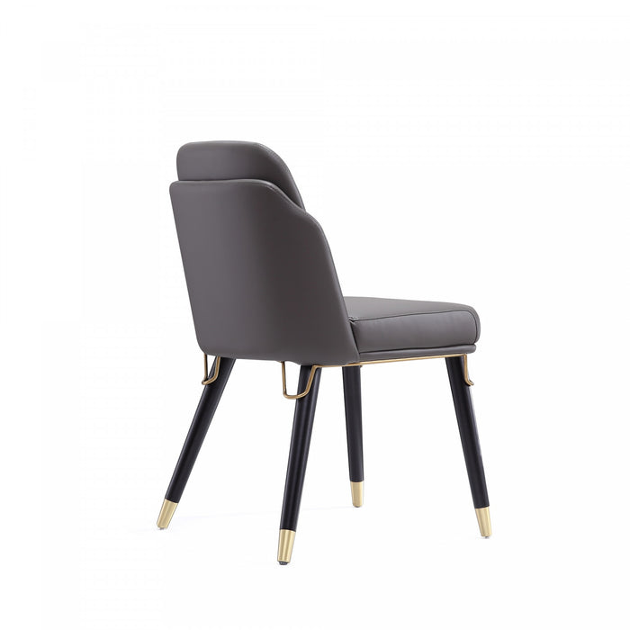 Estelle Modern Vegan Leather Wood Dining Chair in Graphite - Set of 2