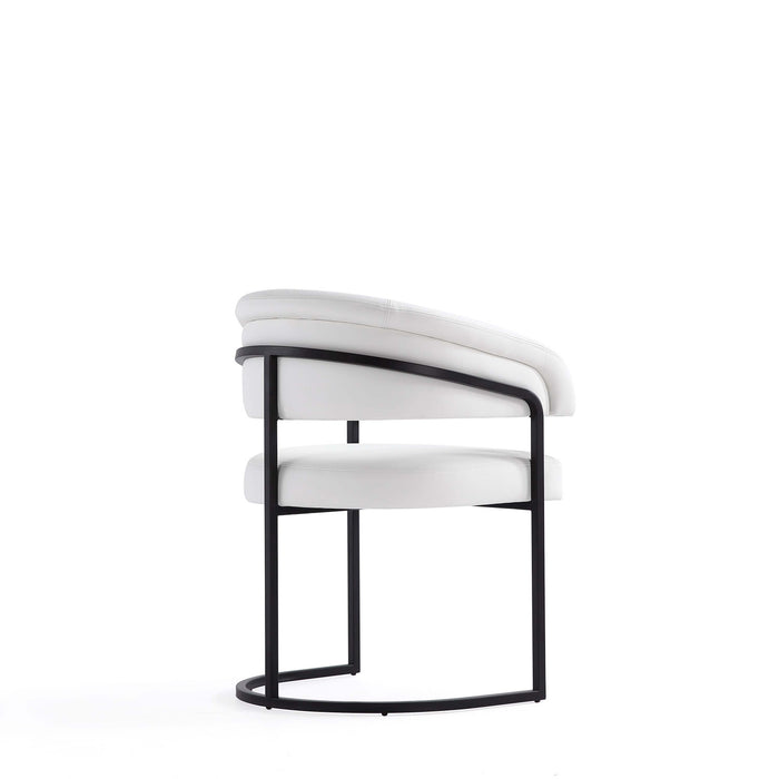 Augusta Modern Metal Vegan Leather Dining Chair in White - Set of 2