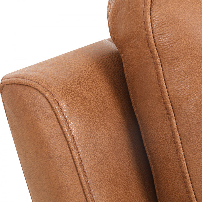 Bellamy 78 in. Leather Match Power Reclining Sofa with Adjustable Headrest and USB - Cognac