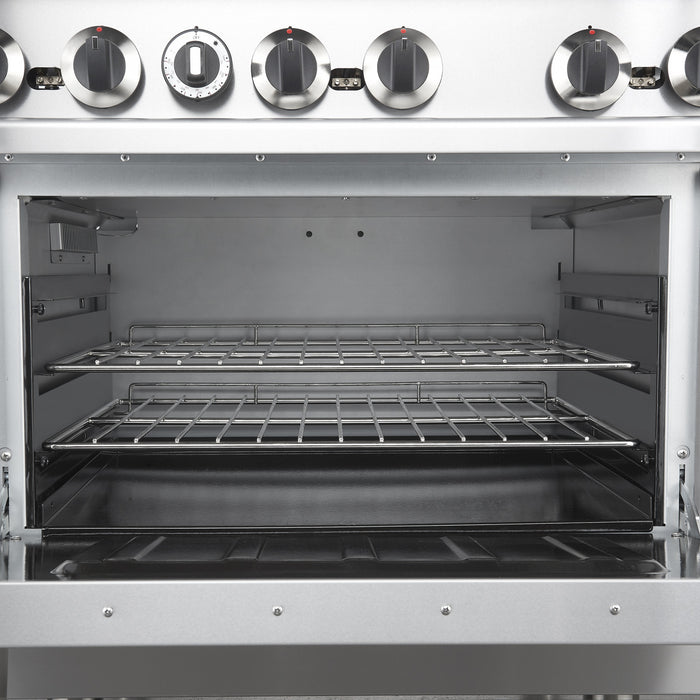 FORNO Commerciale 36 Inch Stainless Steel Gas Range, 6 Burners, 180,000 BTU Total - FCMGR0093-36