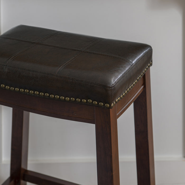 Claridge Faux Leather Backless Counter-Height Stool - Brown