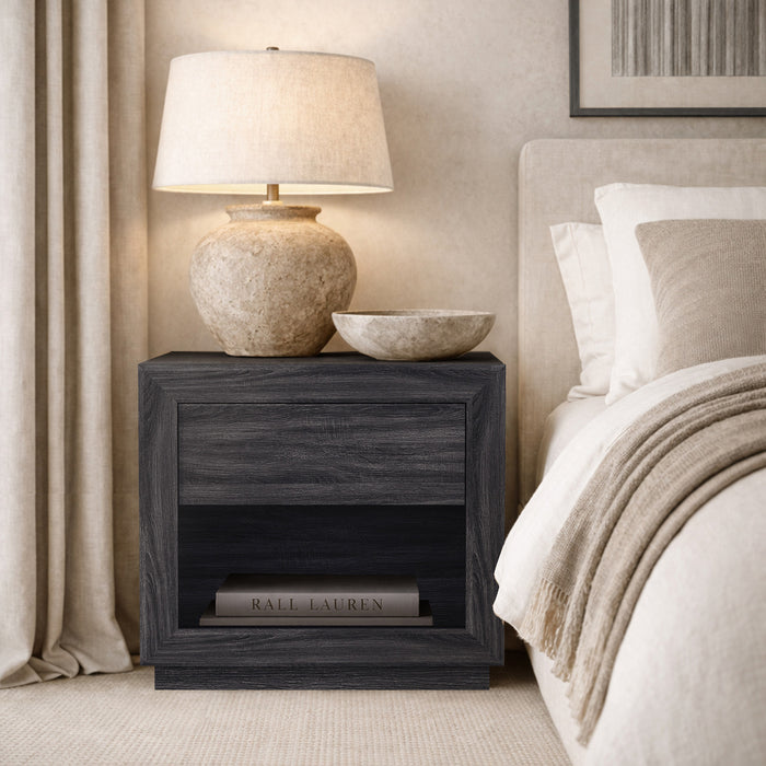 Soren Contemporary 26\" Nightstand in Charcoal Gray (1-Drawer)