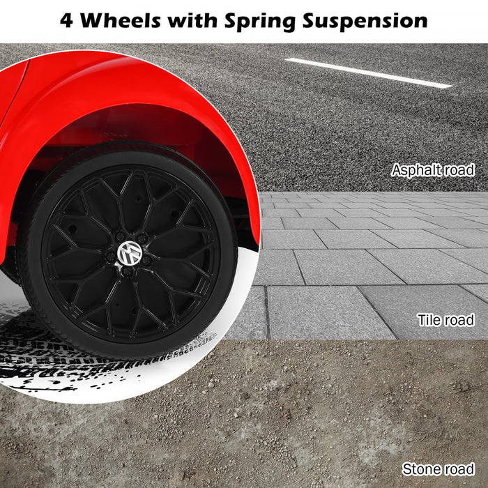 Costway 12v Kids Ride On Car Licensed Volkswagen Beetle W/ Remote Control & Music Red