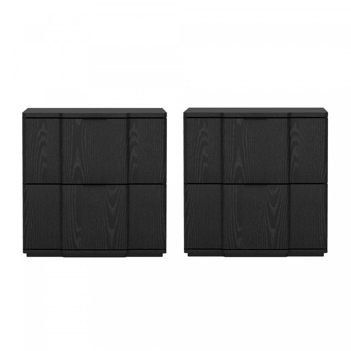 Clive Mid-Century Modern 22\" Nightstand in Black (2-Drawer)