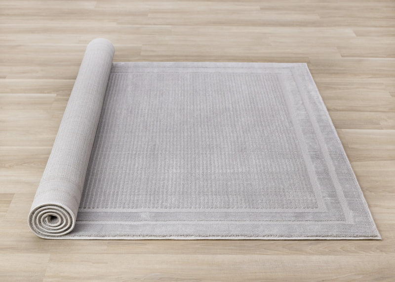 Ellie High-Low Textured Soft Polyester Grey Border Area Rug - 7'10\" x 10'6\"