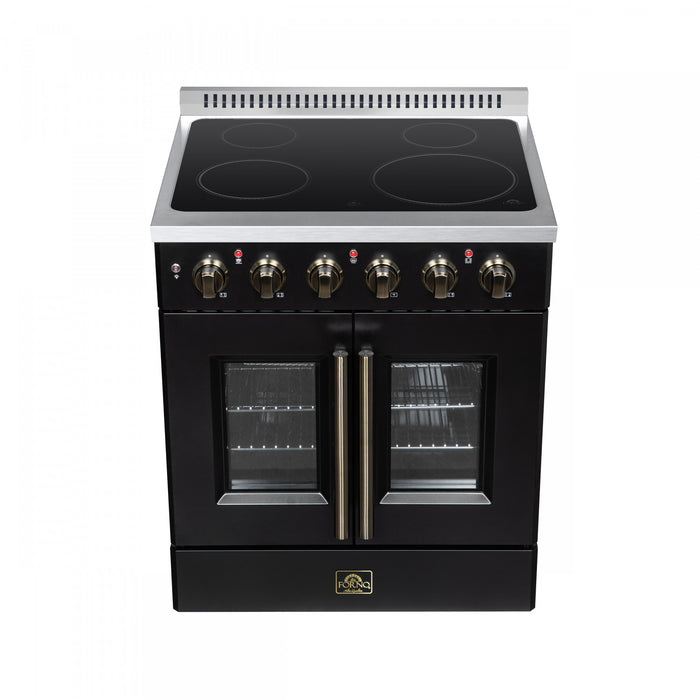 Galiano 30 Inch French Door Electric Range, 4 radiant burners, 4.32 cu.ft., Black - FFSEL6917-30BLK