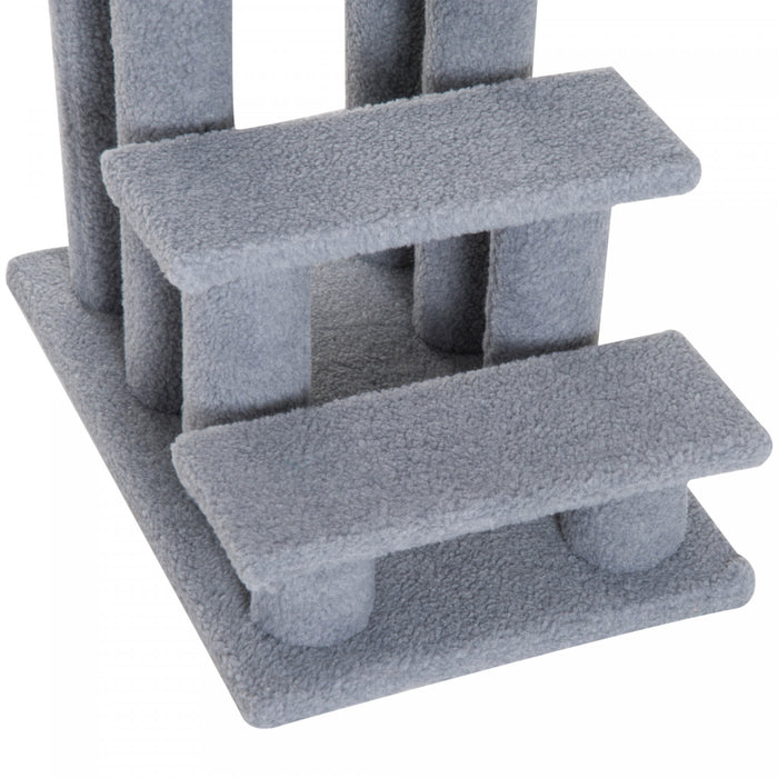 Pawhut 4-step Multi-level Carpeted Cat Scratching Post Pet Stairs, Grey