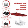 Costway 15FT Double-Sided Twin Patio Umbrella Sun Shade Outdoor Crank Market Base Wine