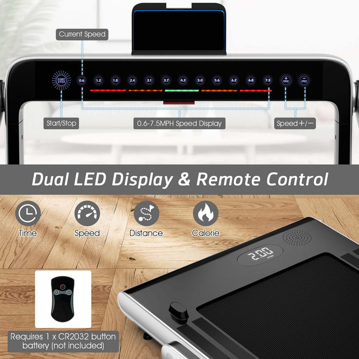 Superfit 2.25hp 2 In 1 Dual Display Folding Treadmill Jogging Machine W/app Control White