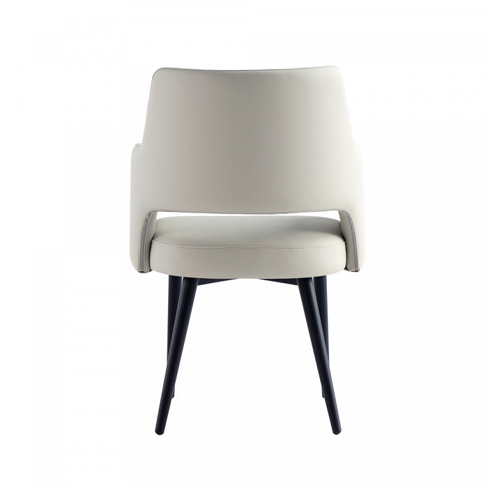 Tremont Modern Vegan Leather Metal Armchair in Stone Gray - Set of 2