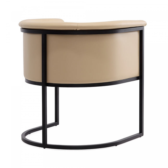 Cosmopolitan Mid-Century Modern Vegan Leather Metal Dining Chair in Tan - Set of 2