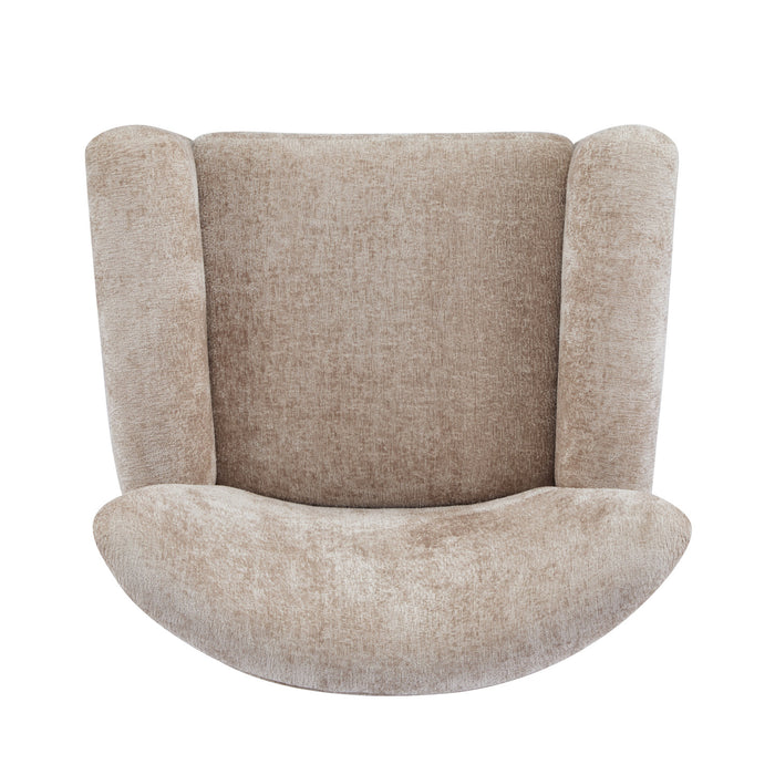 Wingate Cozy Wingback Armchair with Premium Fabric and Solid Wood Legs, Beige Brown