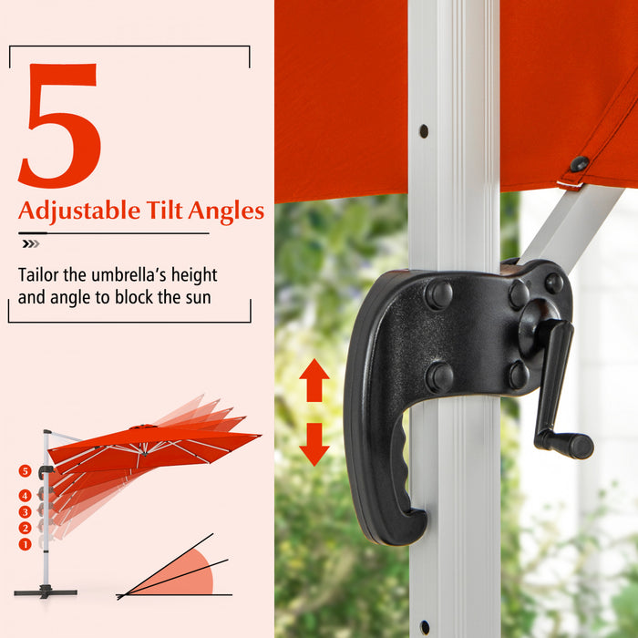 Costway 10 FT Patio Cantilever Umbrella Outdoor Aluminum Hanging Offset Umbrella w/ 360° Rotation Orange