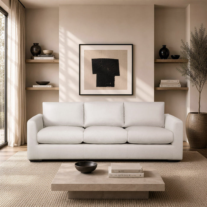 Cleo Contemporary 96\" Upholstered Sofa in Cream