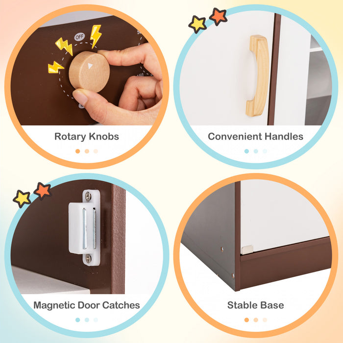 Costway Corner Play Kitchen With Ice Maker Microwave Oven For Kids 3+ Years Old Wooden Toy