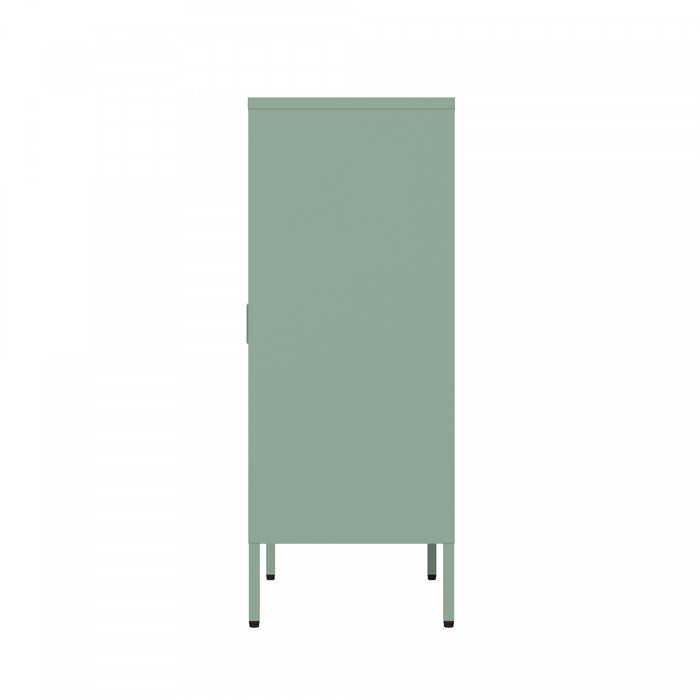 Naomi Modern 2-Piece Metal Storage Cabinets in Sage Green