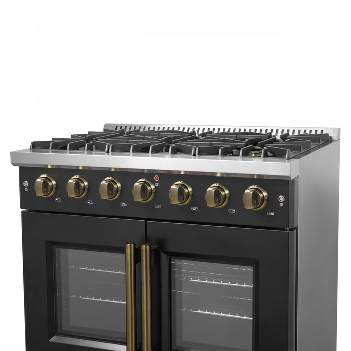 Forno Galiano 36\" Black Gas Range, 4.32 cu.ft- FFSGS6444-30BLK