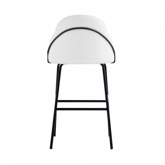 Gracie Modern Metal Upholstered Barstool in White and Black - Set of 2