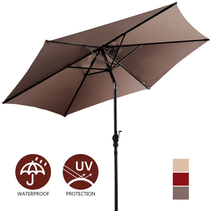Costway 9ft Patio Umbrella Market Steel Tilt w/ Crank Outdoor Yard Garden Tan