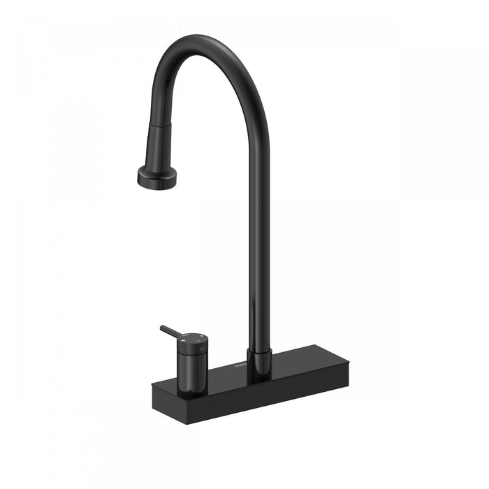 4 Function Pivoting Waterfall Pull-Down Kitchen Faucet with Power Wash, High Arc. Black-FCWRMBKD1 Laundry Combo