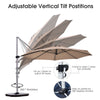 Costway 11' Patio Cantilever Offset Umbrella 360 degrees Rotation Aluminum Tilt Base Tan