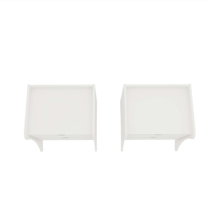Coney Mid-Century Modern 20\" Nightstand in White (2-Drawer) - Set of 2