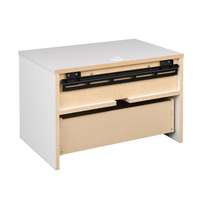 Floating Shelf with Drawer - White