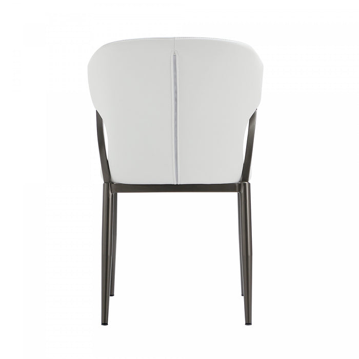 Kirsten Modern Vegan Leather Metal Dining Chair in White - Set of 4