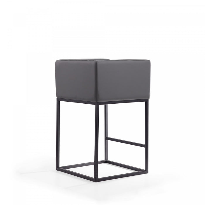 Embassy Mid-Century Modern Metal Upholstered Counter Stool in Gray - Set of 2
