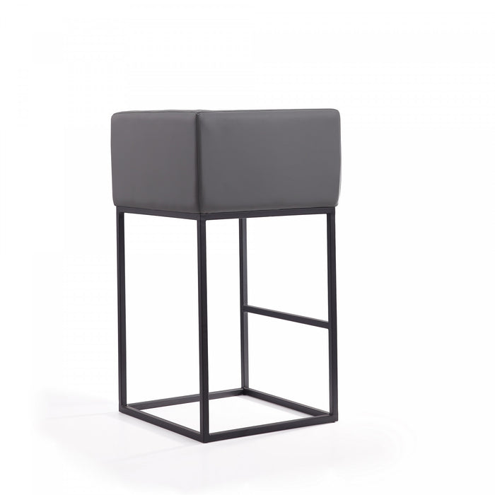 Embassy Mid-Century Modern Metal Upholstered Barstool in Gray - Set of 3
