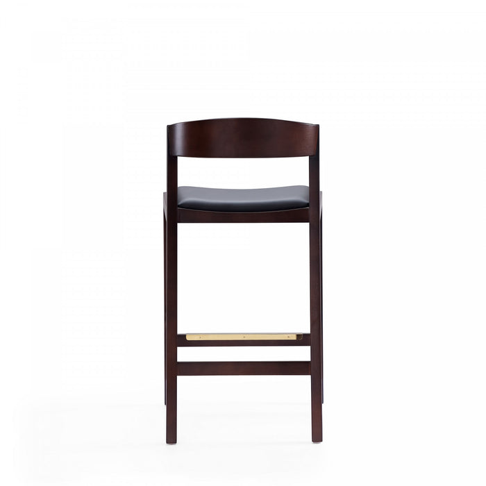 Klismos Mid-Century Modern Wood Upholstered Counter Stool in Black - Set of 2
