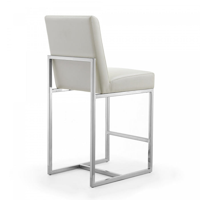 Element Modern Metal Upholstered Counter Stool in Pearl White - Set of 3