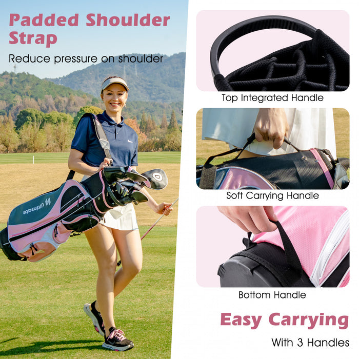 Ultimate Women's Complete Golf Club Set Golf Club Package Set With Rain Hood, Right Hand Pink