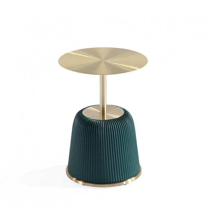Anderson Modern Metal Top Upholstered End Table in Green - Set of 2